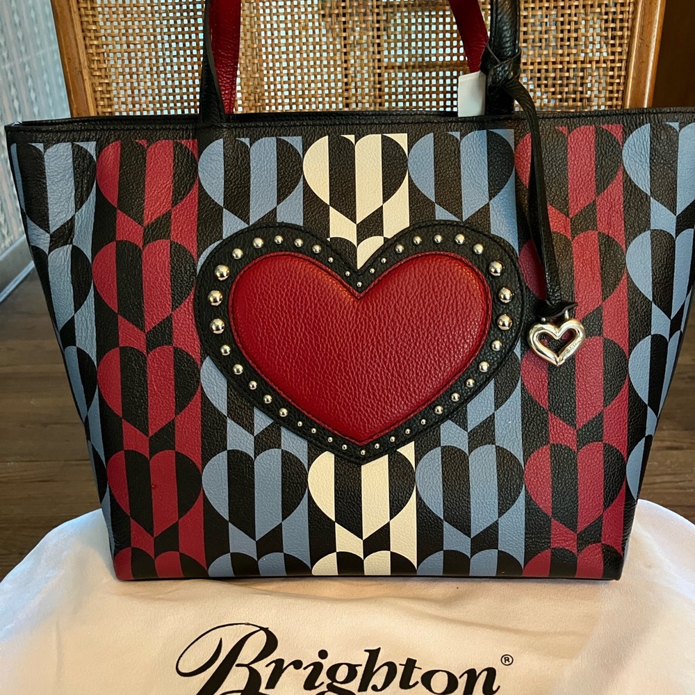 Brighton Fashionista Love Me Do Large Leather Heart Tote, Dust Cover and Pouch - Picture 5 of 11
